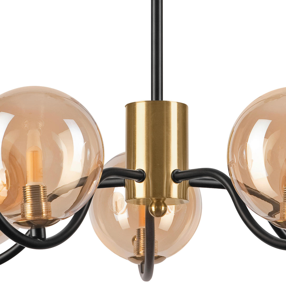 Lamkur Pendelleuchte GEORGIA 49281 schwarz gold Glas Stahl H/L: ca. 48,5x54 cm E27 5 Brennstellen Georgia - gold/schwarz (54,00cm) - Lamkur