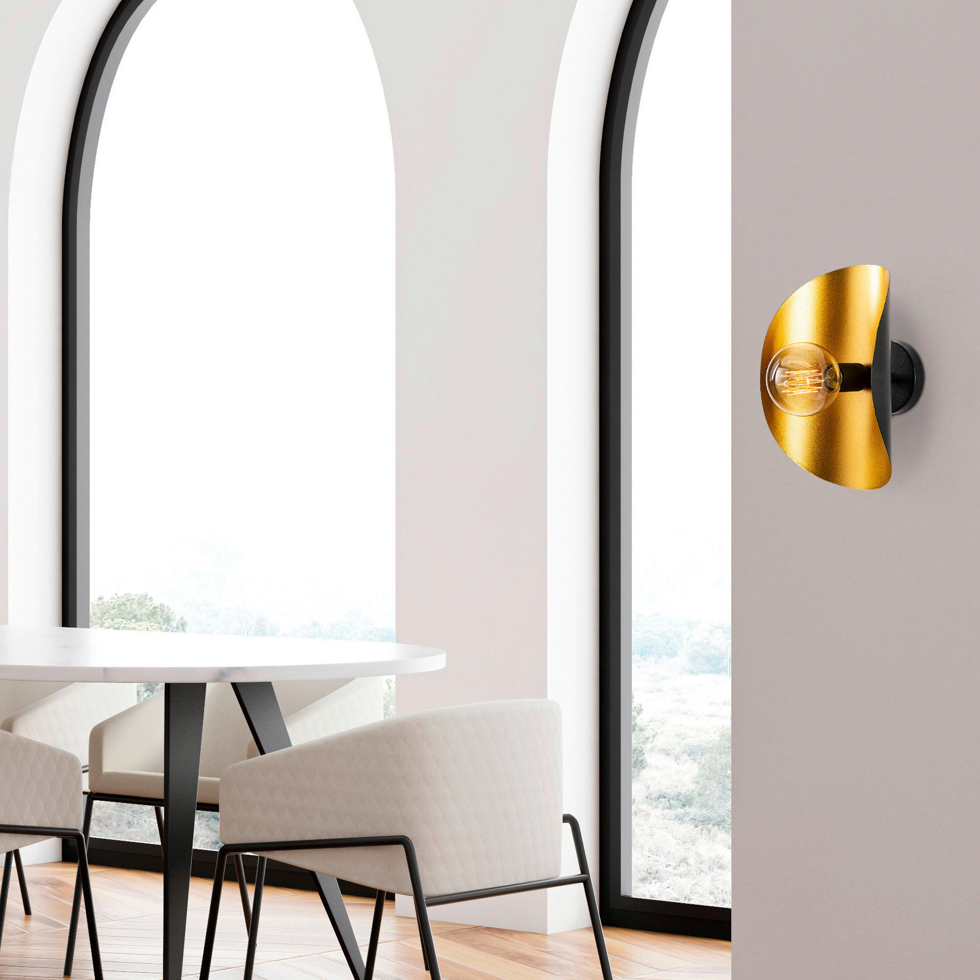 Thumbnail - Opviq Wandleuchte Sivani gold schwarz Metall B/H/T/L: ca. 13x30x13x17 cm E27 1 Brennstellen