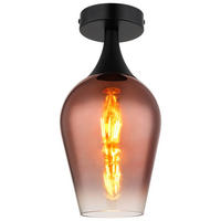 GLOBO Deckenleuchte schwarz Kupfer transparent Metall Glas H/D: ca. 30x15 cm E27 1 Brennstellen LAVUS - schwarz/Kupfer (15,00/30,00cm) - GLOBO