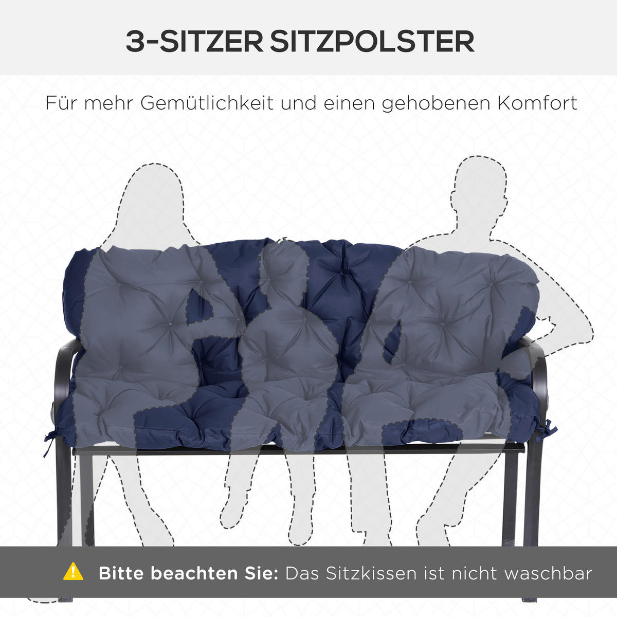 Outsunny Bankauflage blau Polyester B/H/L: ca. 150x8x98 cm Bankauflage - blau (98,00/150,00/8,00cm) - Outsunny