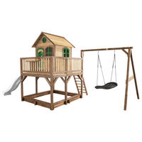 AXI Spielhaus Liam braun B/H/L: ca. 613x291x277 cm Liam - braun/weiß (277,00/613,00/291,00cm) - AXI