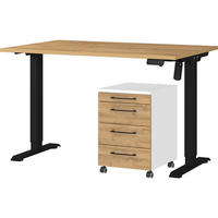 Büro-Sets 9748-559 Eiche Grand-Son Nachbildung weiß schwarz B/H/T: ca. 177x119x80 cm 9748-559 - Eiche/weiß (177,00/119,00/80,00cm) - Germania