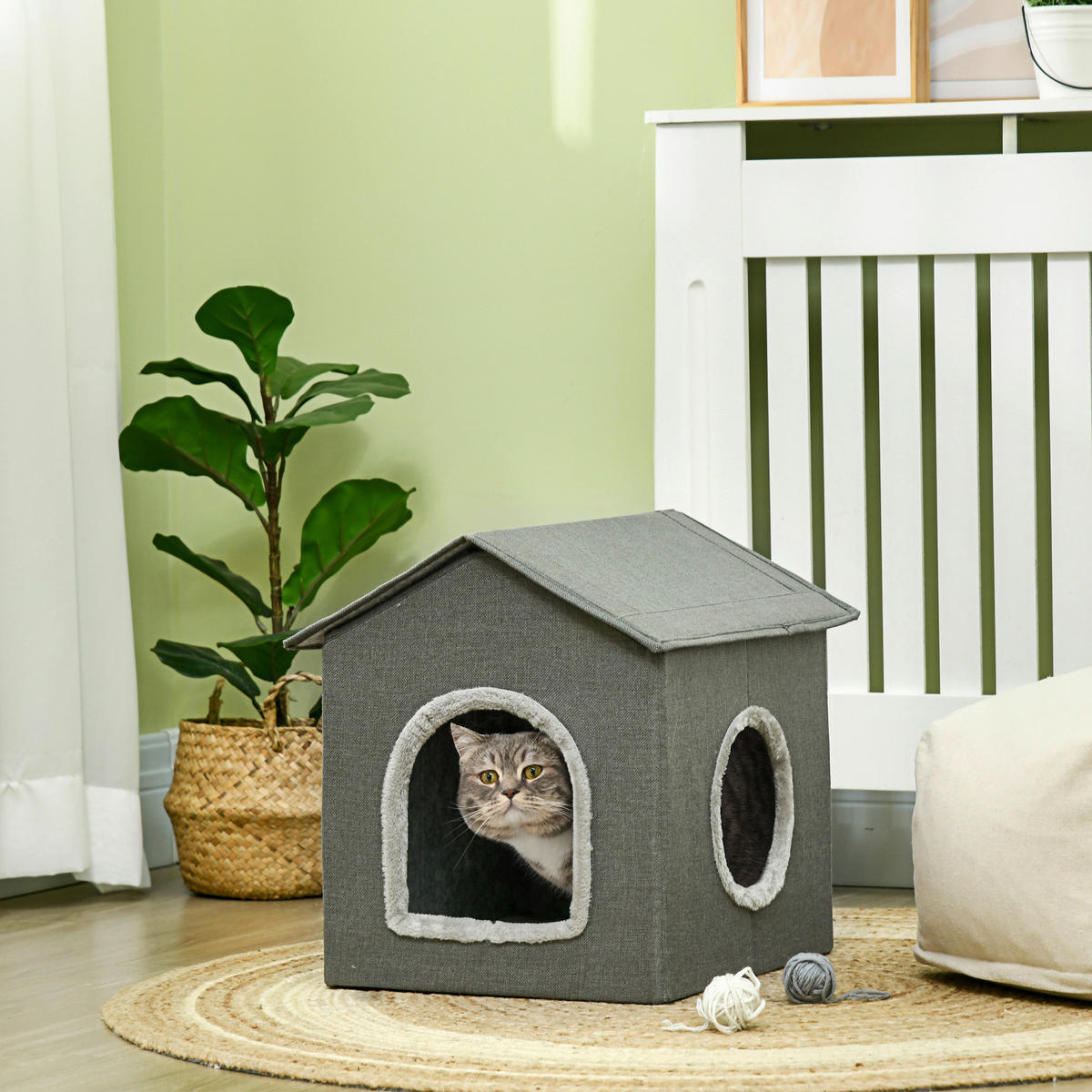 PawHut Katzenhaus grau PVC B/H/L: ca. 43,5x40,5x39 cm Katzenhaus - grau (39,00/43,50/40,50cm) - PawHut
