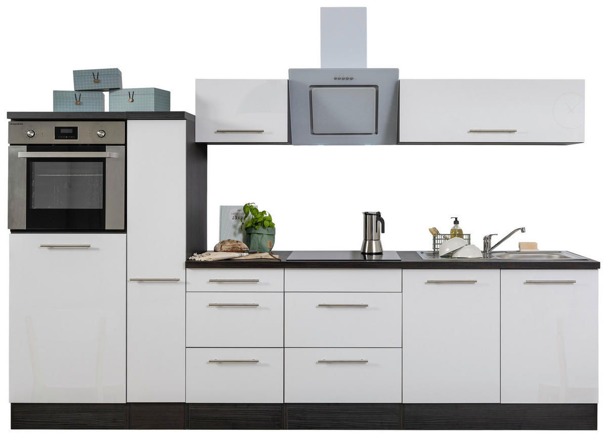 Respekta Küchenblock Amanda weiß Hochglanz B/H/T: ca. 300x200x60 cm Amanda - weiß/Edelstahloptik (300,00/200,00/60,00cm) - Respekta