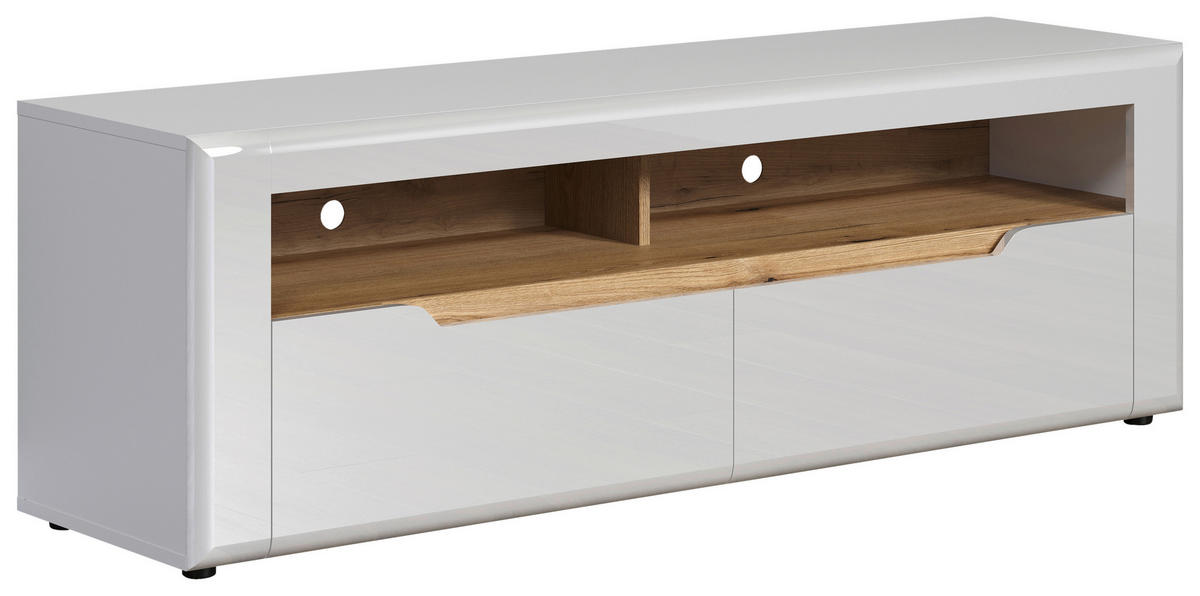 TV-Lowboard Marlon Eiche Evoke Coast Nachbildung weiß Hochglanz B/H/T: ca. 150x50x40 cm Marlon - Eiche/weiß (150,00/50,00/40,00cm)