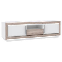TV-Lowboard  weiß weiß Hochglanz Eiche Nelson Nachbildung B/H/T: ca. 192,7x56,2x53 cm Canne_TV-Lowboard CQNT131B-C141 - Eiche/weiß (192,70/56,20/53,00cm)