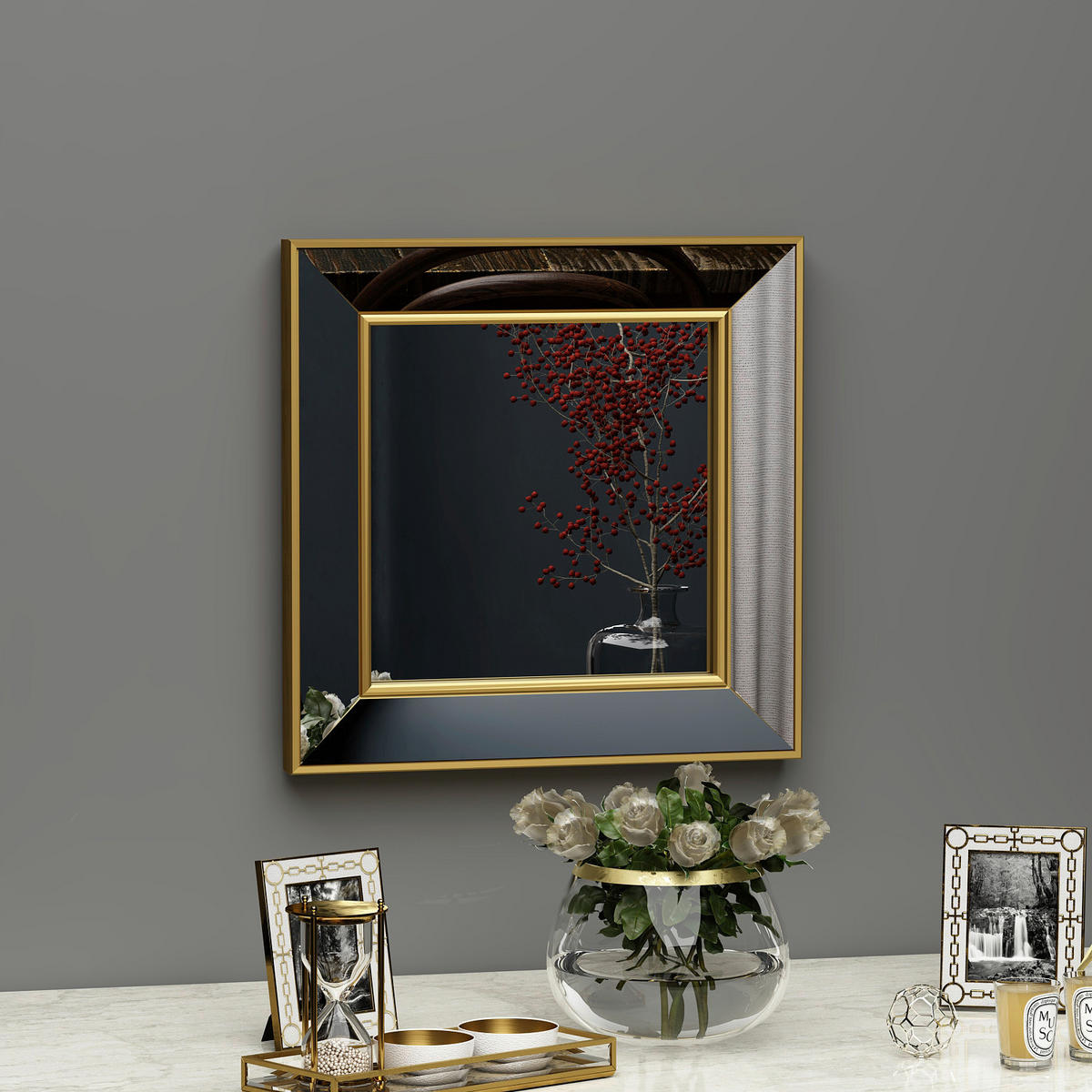 Wandspiegel Martin gold Optik B/H/T: ca. 40x40x3,5 cm ▷ online