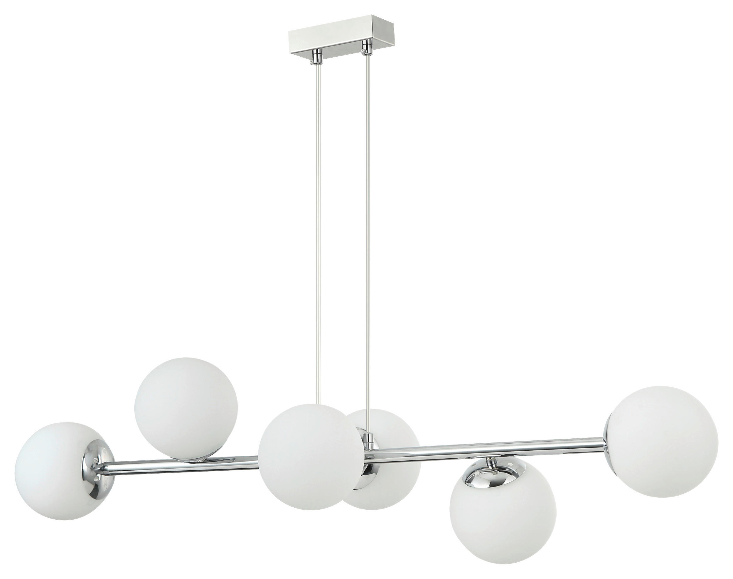 Lamkur Hängeleuchte Chrom Glas Stahl B/H/L: ca. 111x40x96 cm E14 6 Brennstellen Maddie - Chrom (96,00/111,00/40,00cm) - Lamkur