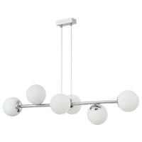 Lamkur Hängeleuchte Chrom Glas Stahl B/H/L: ca. 111x40x96 cm E14 6 Brennstellen Maddie - Chrom (96,00/111,00/40,00cm) - Lamkur