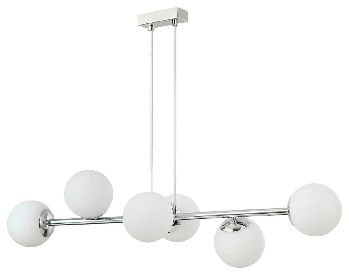 Lamkur Hängeleuchte Chrom Glas Stahl B/H/L: ca. 111x40x96 cm E14 6 Brennstellen Maddie - Chrom (96,00/111,00/40,00cm) - Lamkur