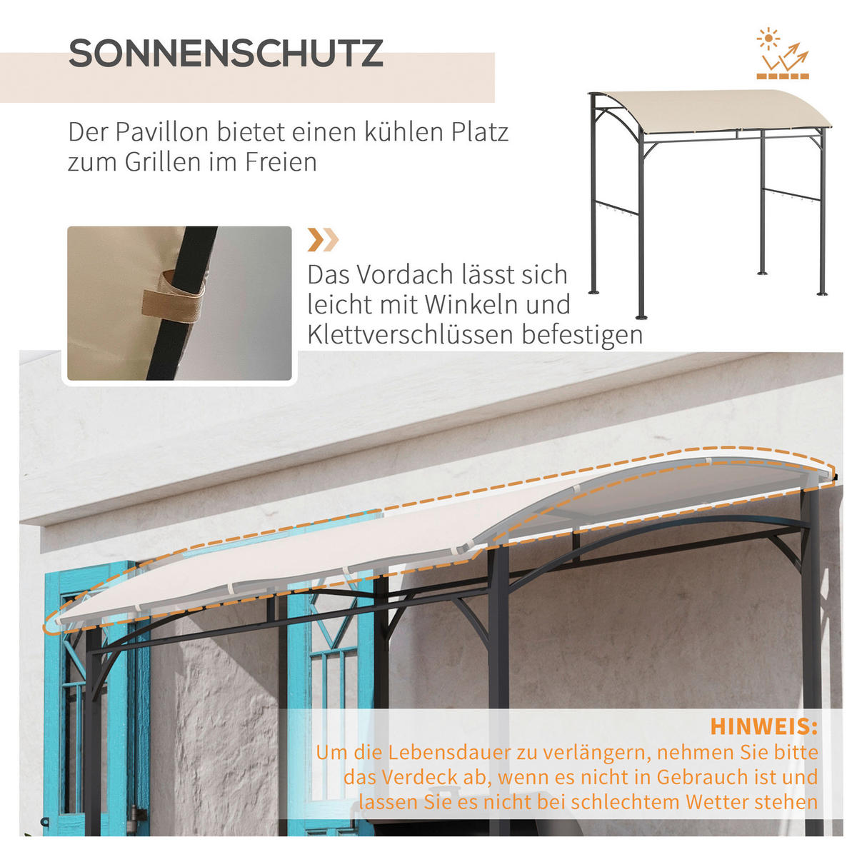 Outsunny Grillpavillon Grillpavillon - (215,00/150,00/220,00cm) - Outsunny