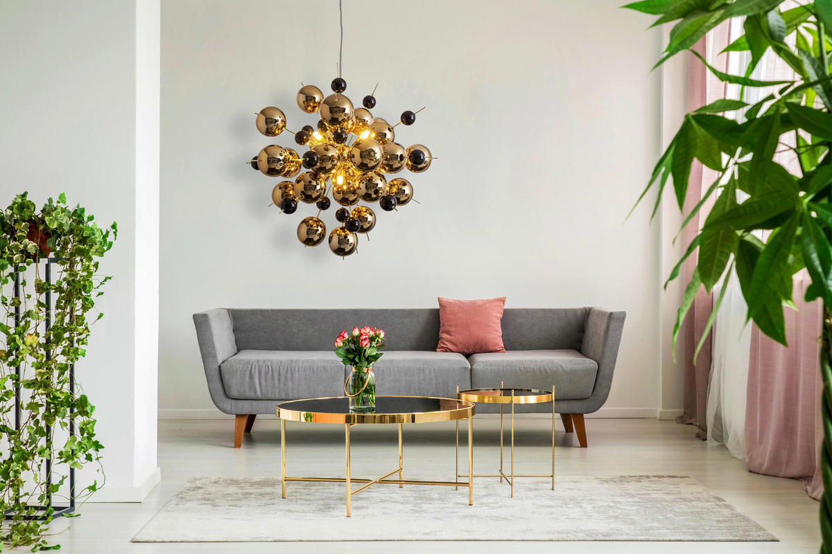 Näve Leuchten Pendelleuchte 7026458 gold Glas Metall B/H/T: ca. 65x150x65 cm G9 10 Brennstellen Explosion - gold (65,00/150,00/65,00cm) - Näve Leuchten