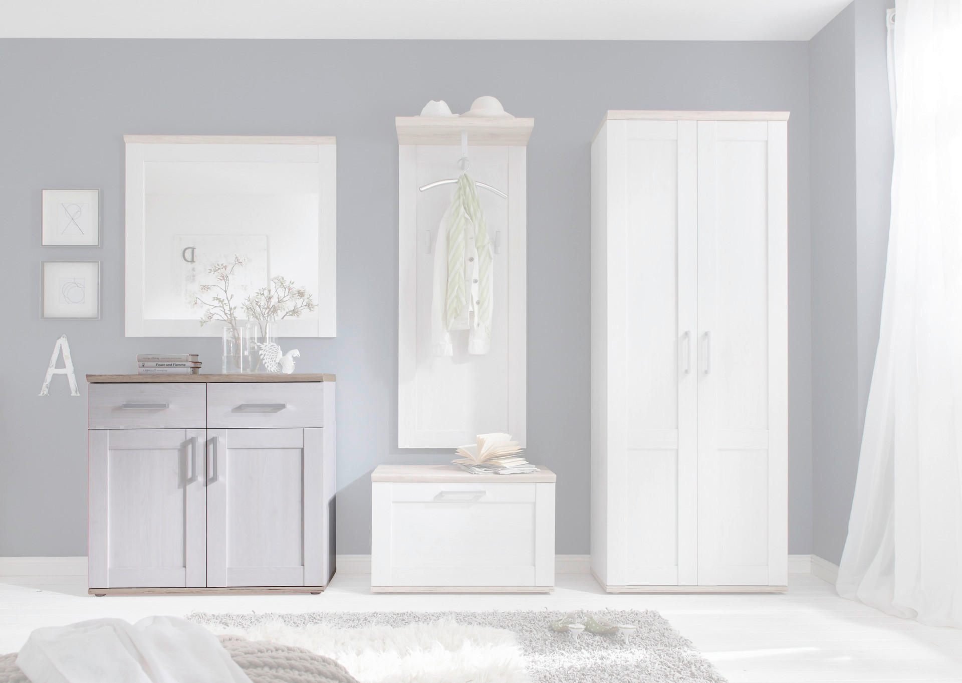 Schuhkommode Romance Eiche San-Remo Nachbildung Sibiu Lärche Nachbildung B/H/T: ca. 96x91x38 cm Romance - Eiche (96,00/91,00/38,00cm)