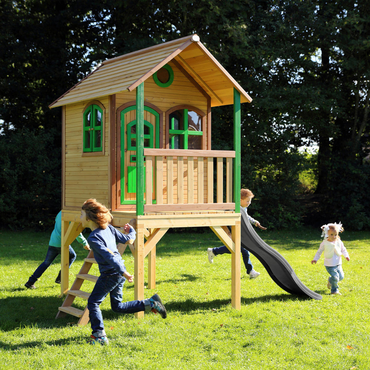 AXI Spielhaus Laura grün B/H/L: ca. 318x272x191 cm Laura - braun/grün (191,00/318,00/272,00cm) - AXI