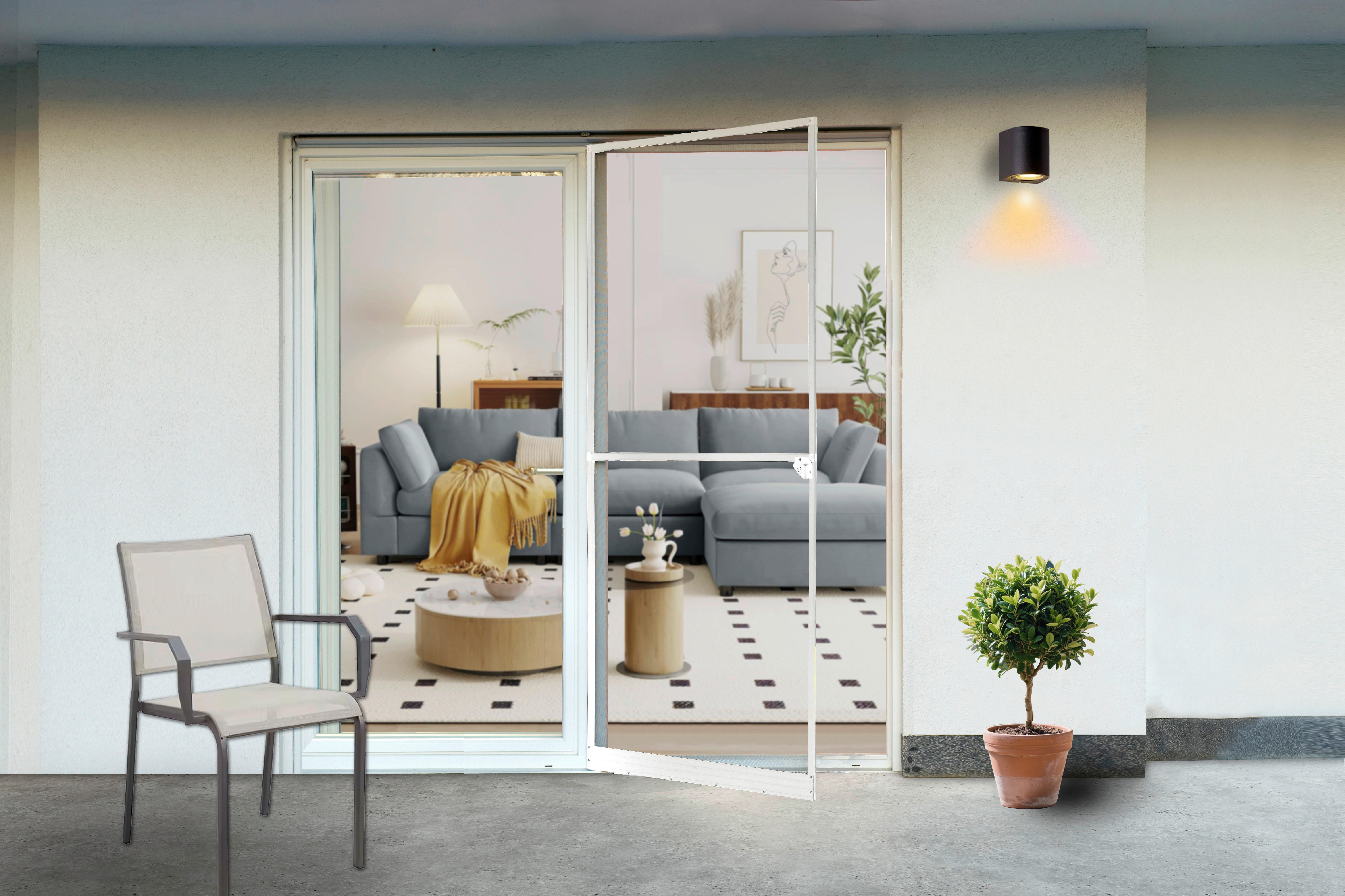 Fliegengitter anthrazit B/L: ca. 100x210 cm Fliegengitter-Spannrahmen-Tür - anthrazit (100,00/210,00cm)