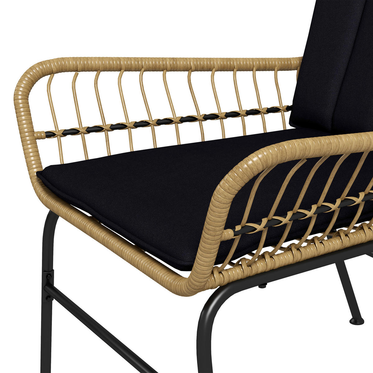 Outsunny Bistro-Set schwarz Polyrattan B/H/L: ca. 68x95x78 cm Bistro-Set - schwarz (78,00/68,00/95,00cm) - Outsunny