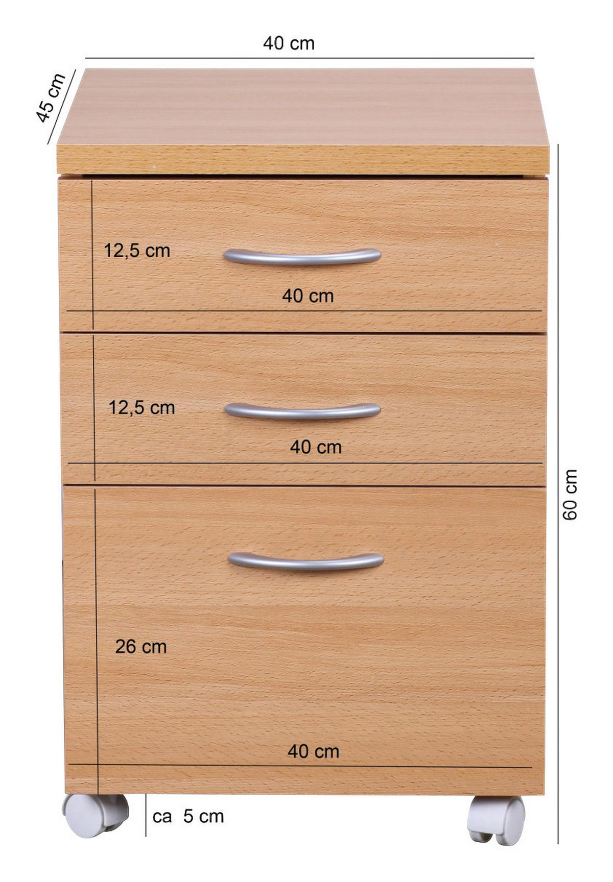 Rollcontainer braun Spanplatte B/H/T: ca. 40x60x45 cm Rollcontainer OTTAWA - braun (40,00/60,00/45,00cm) - Wohnling