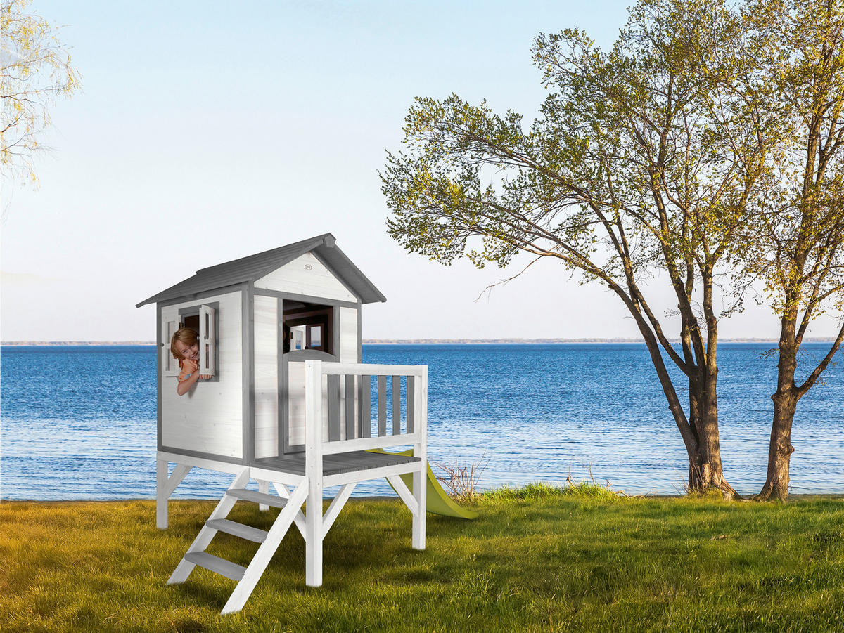AXI Spielhaus Lodge XL grau B/H/L: ca. 240x189x167 cm Lodge XL - weiß/grün (167,00/240,00/189,00cm) - AXI