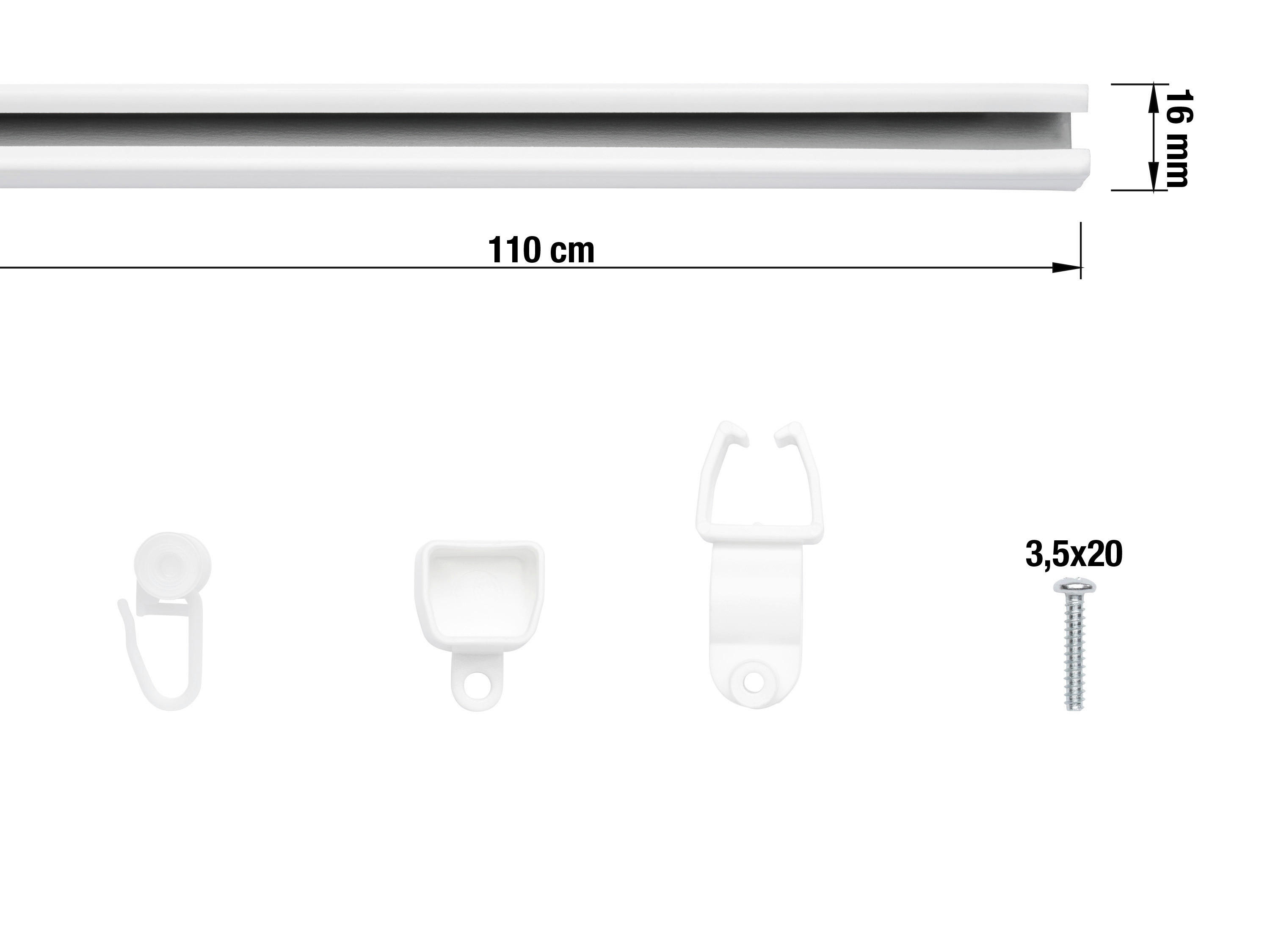 ondeco U-Laufschiene U-Lauf - weiß (190,00cm) - ondeco