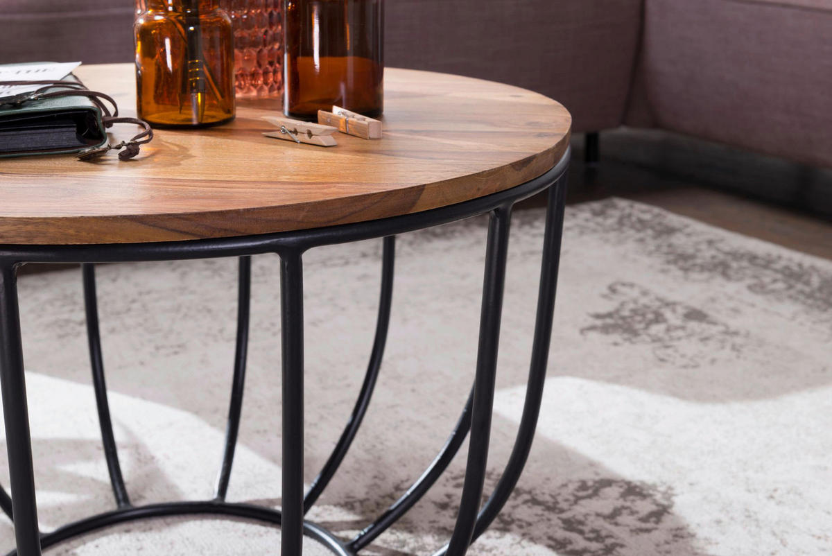 Couchtisch natur schwarz lackiert B/H/T: ca. 60x39x60 cm Couchtisch - natur/schwarz (60,00/39,00/60,00cm) - Wohnling