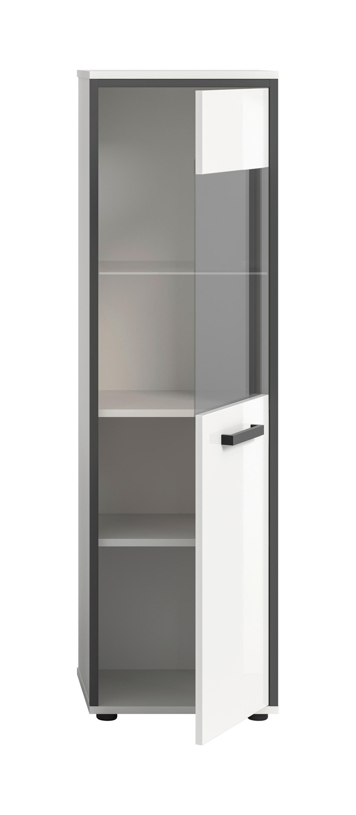 Midischrank KOJAK weiß Hochglanz anthrazit grau B/H/T: ca. 40x139x34 cm KOJAK - weiß/anthrazit (40,00/139,00/34,00cm) - xonox.home