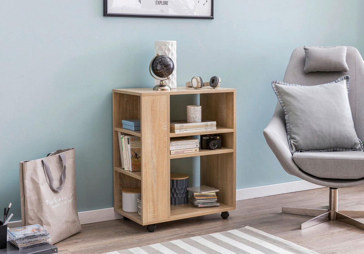 Regal Eiche Sonoma Nachbildung B/H/T: ca. 60x75x35 cm Regal - Eiche (60,00/75,00/35,00cm) - Wohnling