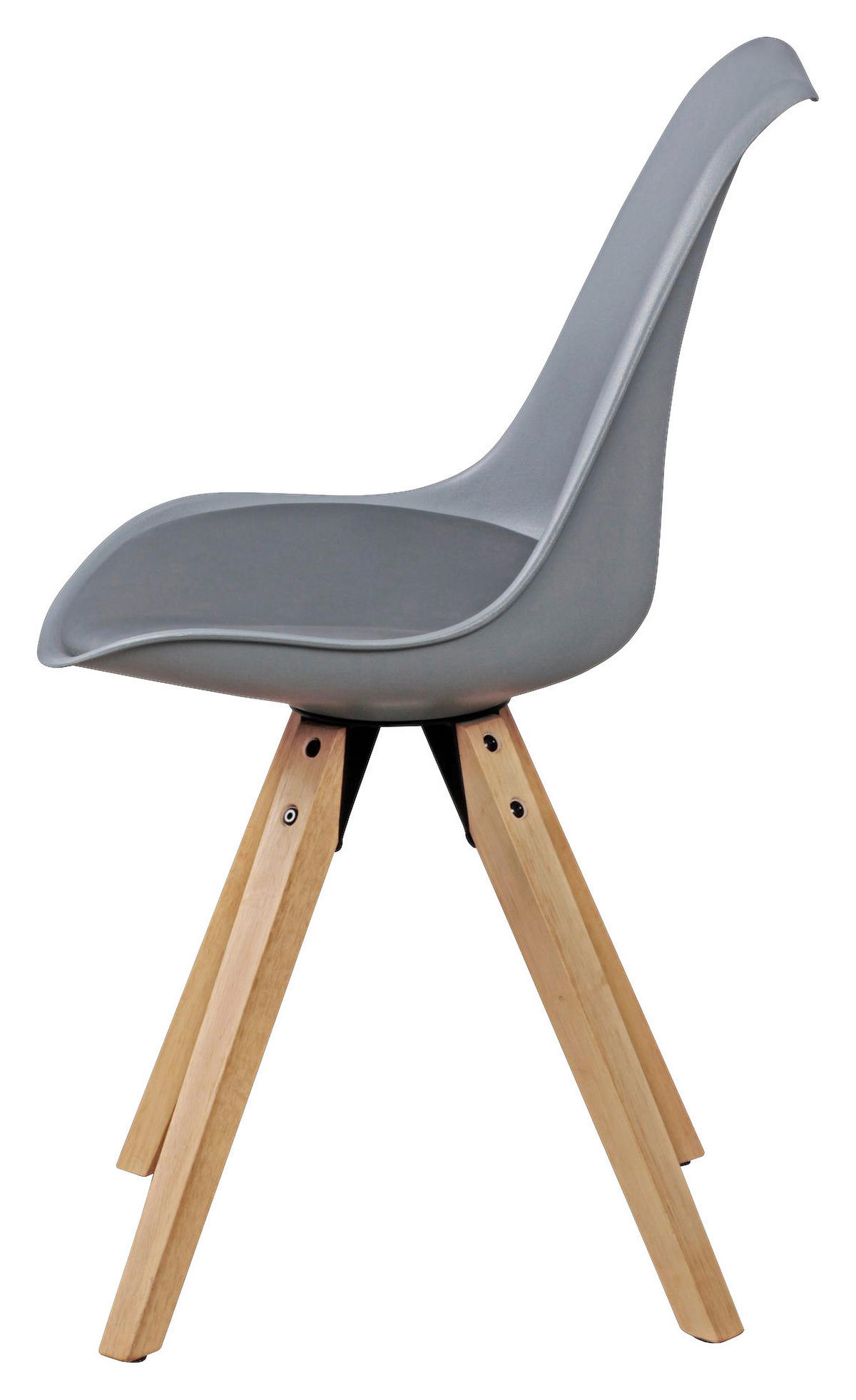 Stuhl 2er-Set grau grau natur Kunststoff Kunstleder Echtholz B/H/T: ca. 49x87x52 cm 2er-Set - natur/grau (49,00/87,00/52,00cm) - Wohnling
