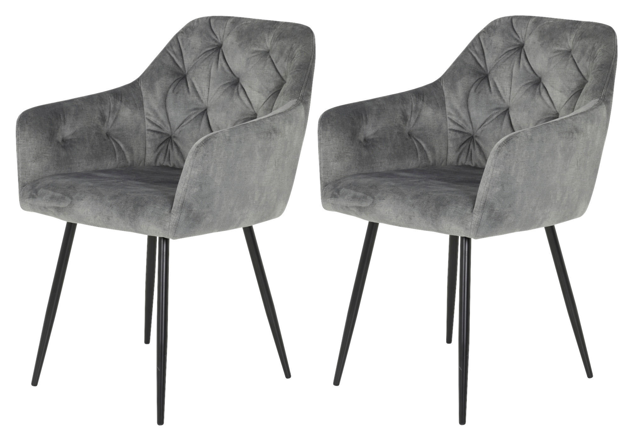 Stuhl Tina 2er Set grau Vintage Samtoptik B/H/T: ca. 56x81x62 cm Tina 2er Set - schwarz/grau (56,00/81,00/62,00cm) - Hela
