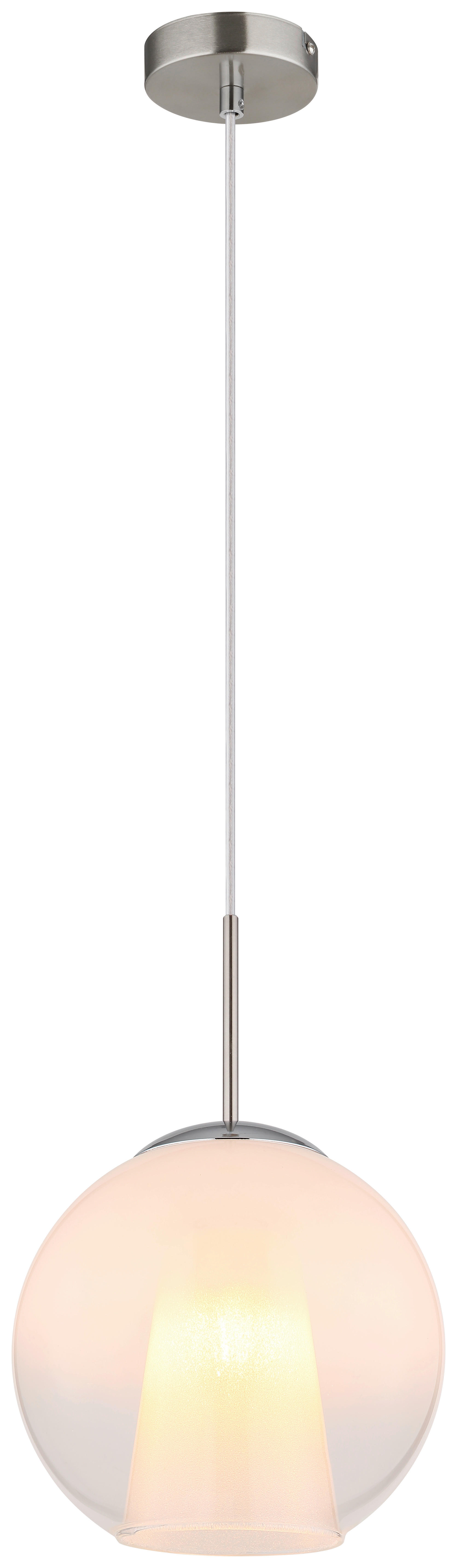 GLOBO Pendelleuchte BARRY 15749NH1 nickel Opal Metall H/D: ca. 120x25 cm E27 1 Brennstellen BARRY - nickel/Opal (25,00/120,00cm) - GLOBO