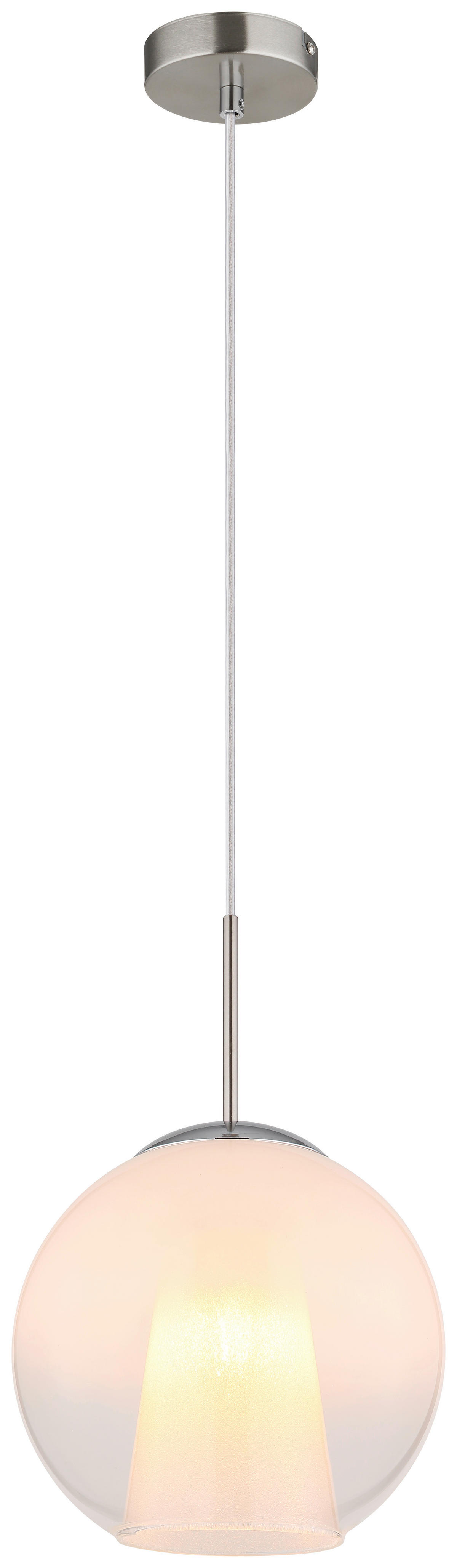 GLOBO Pendelleuchte BARRY 15749NH1 nickel Opal Metall H/D: ca. 120x25 cm E27 1 Brennstellen BARRY - nickel/Opal (25,00/120,00cm) - GLOBO