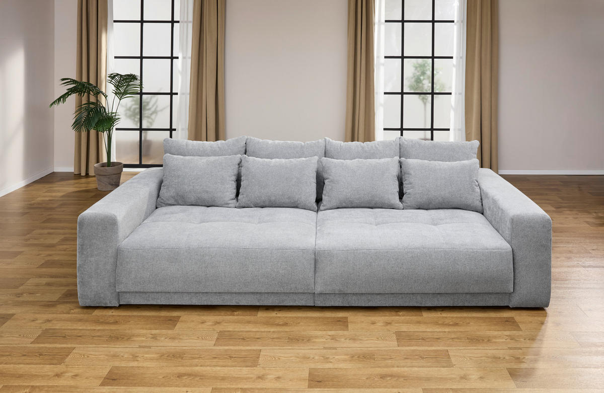 Big Sofa grau Microfaser B/H/T: ca. 297x84x137 cm California_Big-Sofa - schwarz/grau (297,00/84,00/137,00cm)