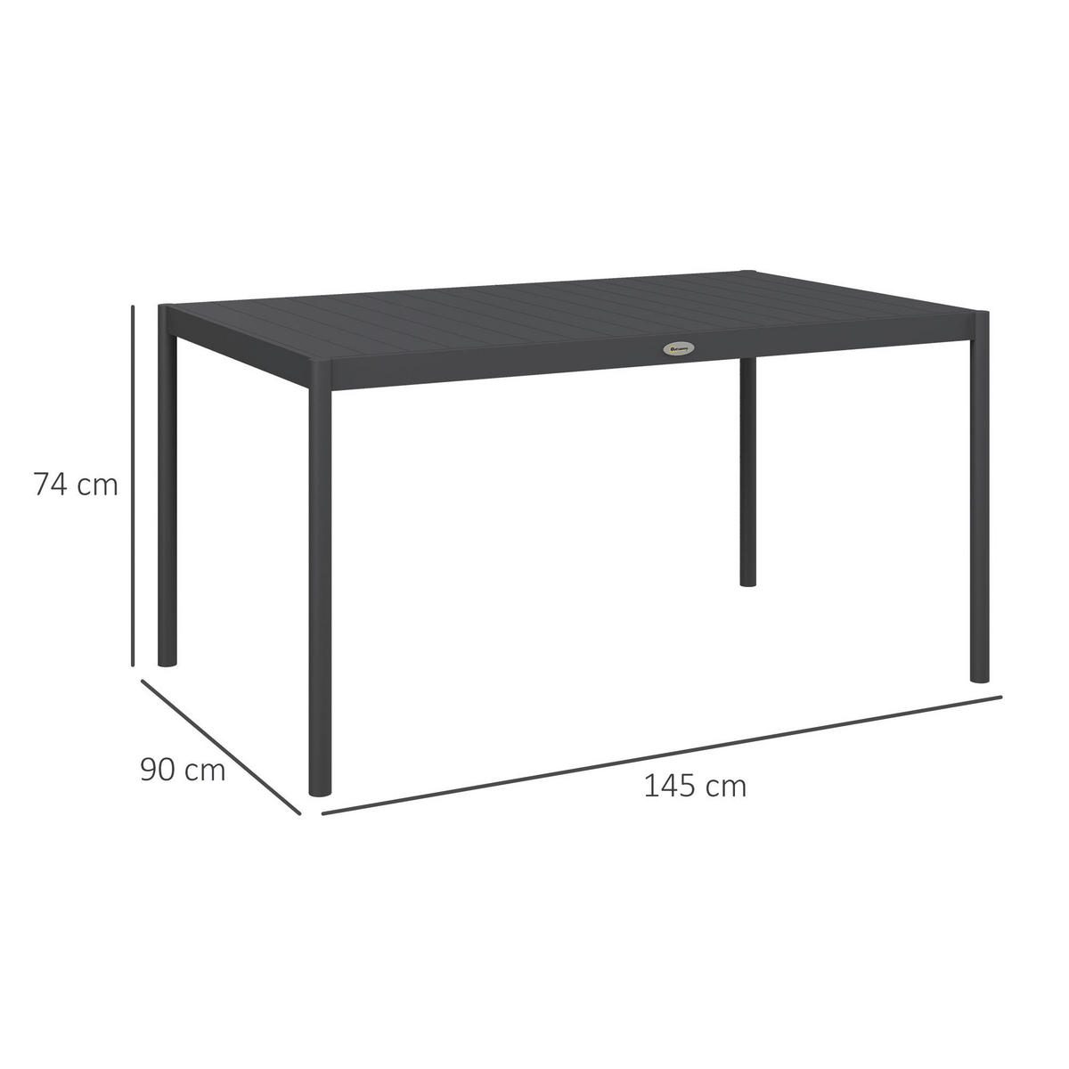 Outsunny Gartentisch dunkelgrau Aluminium B/H/L: ca. 90x74x145 cm Gartentisch - dunkelgrau (145,00/90,00/74,00cm) - Outsunny