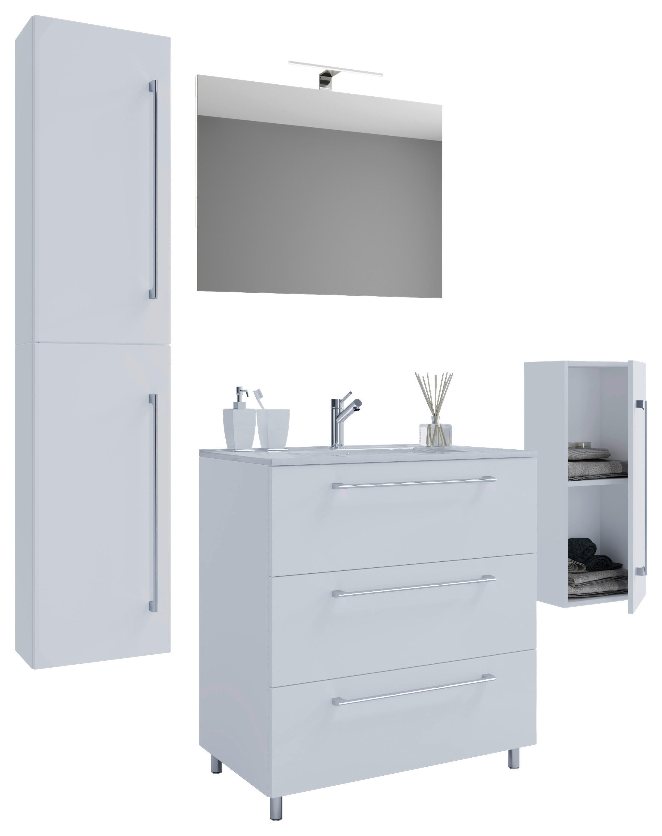 Waschplatz 5tlg-Schubo weiß B/H/T: ca. 60x86x46 cm 5tlg-Schubo - weiß (60,00/86,00/46,00cm) - VCM Möbel