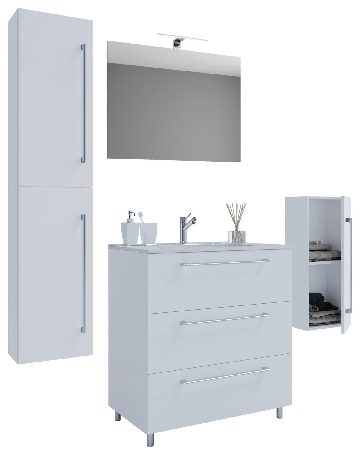 Waschplatz 5tlg-Schubo weiß B/H/T: ca. 60x86x46 cm 5tlg-Schubo - weiß (60,00/86,00/46,00cm) - VCM Möbel