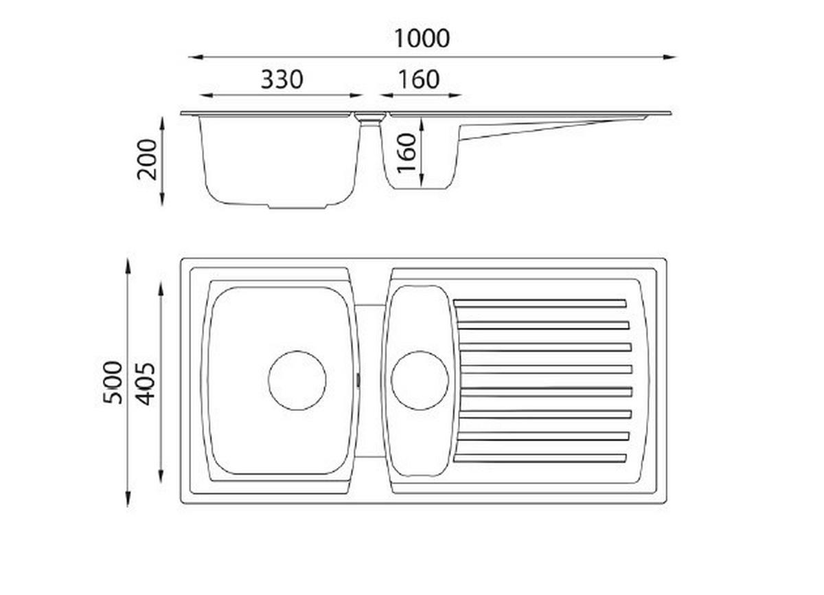 Respekta Einbauspüle Boston 100 x 50 W weiß Mineralite B/H/T: ca. 100x20x50 cm Boston 100 x 50 W - weiß (100,00/20,00/50,00cm) - Respekta