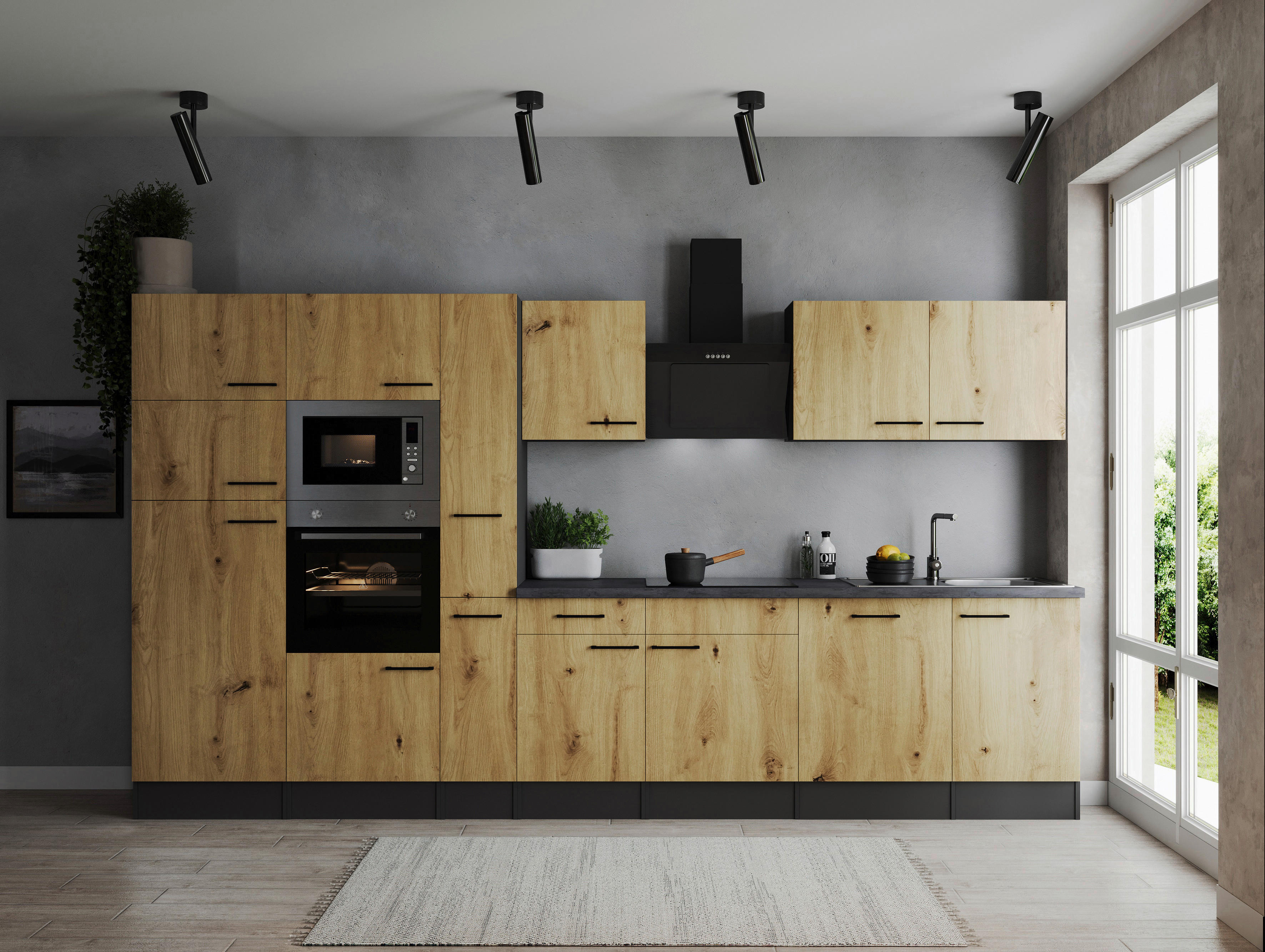 Küchenblock Oliver B/H/T: ca. 370x205x60 cm Oliver - granit/grau (370,00/205,00/60,00cm) - Respekta