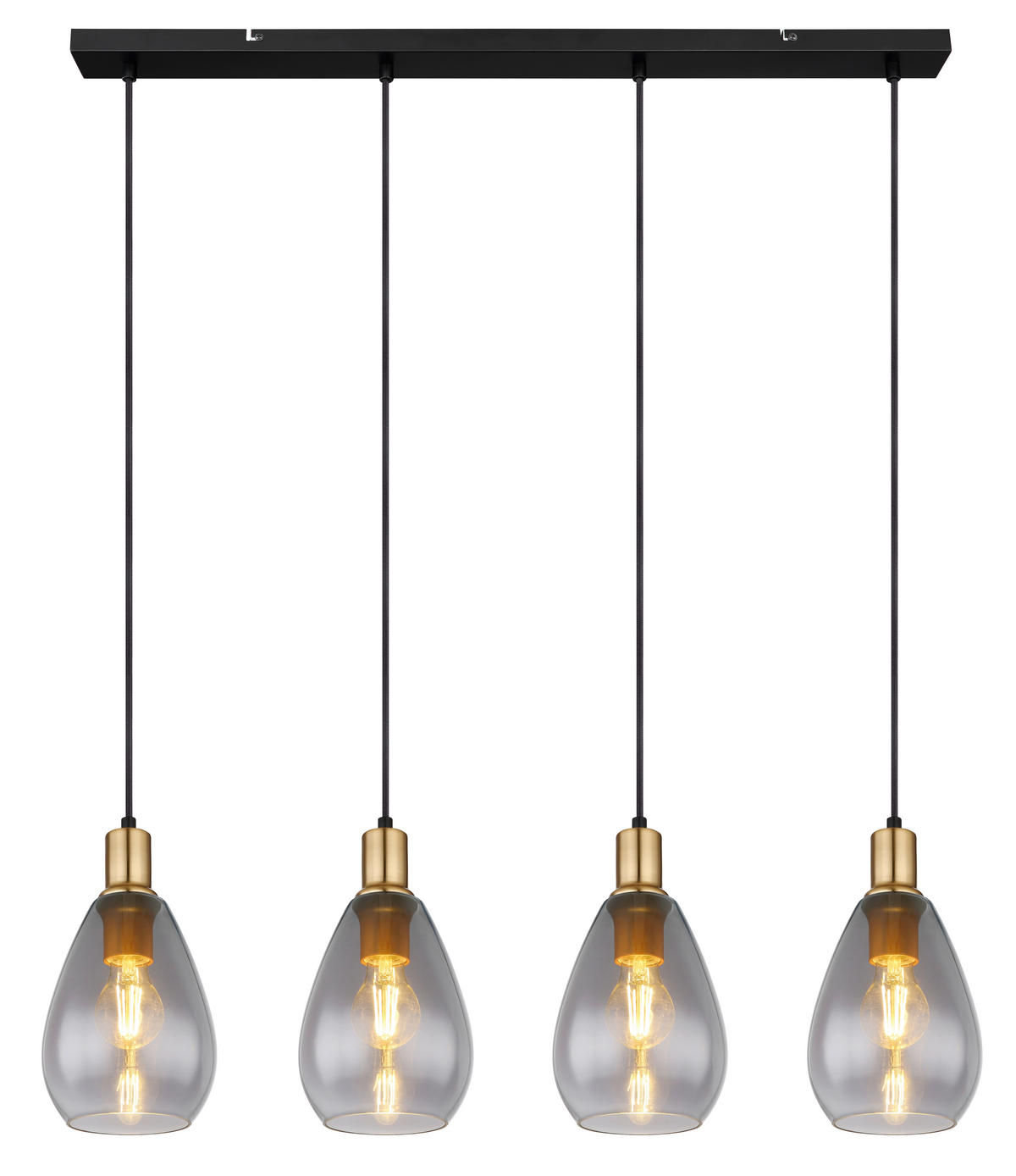 GLOBO Pendelleuchte Fanni 15563-4H Rauch Glas B/H/L: ca. 15x120x90 cm E27 4 Brennstellen Pendelleuchte_Fanni - Rauch (90,00/15,00/120,00cm) - GLOBO