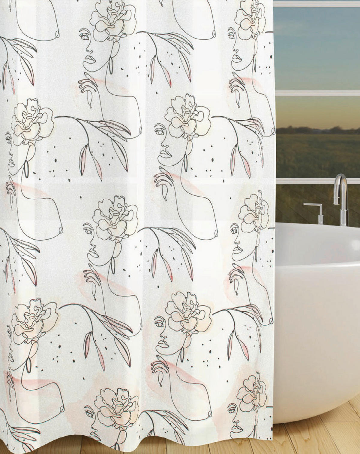 Duschvorhang Polyester B/L: ca. 180x200 cm Duschvorhang_LineArtWoman - (180,00/200,00cm) - Acus