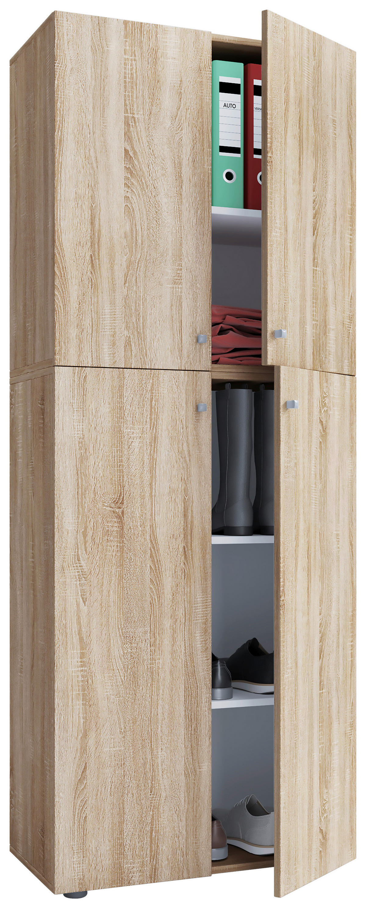 Schuhschrank Lona XXL Eiche Sonoma Nachbildung weiß B/H/T: ca. 70x182x39 cm Lona XXL - Eiche/weiß (70,00/182,00/39,00cm) - VCM Möbel