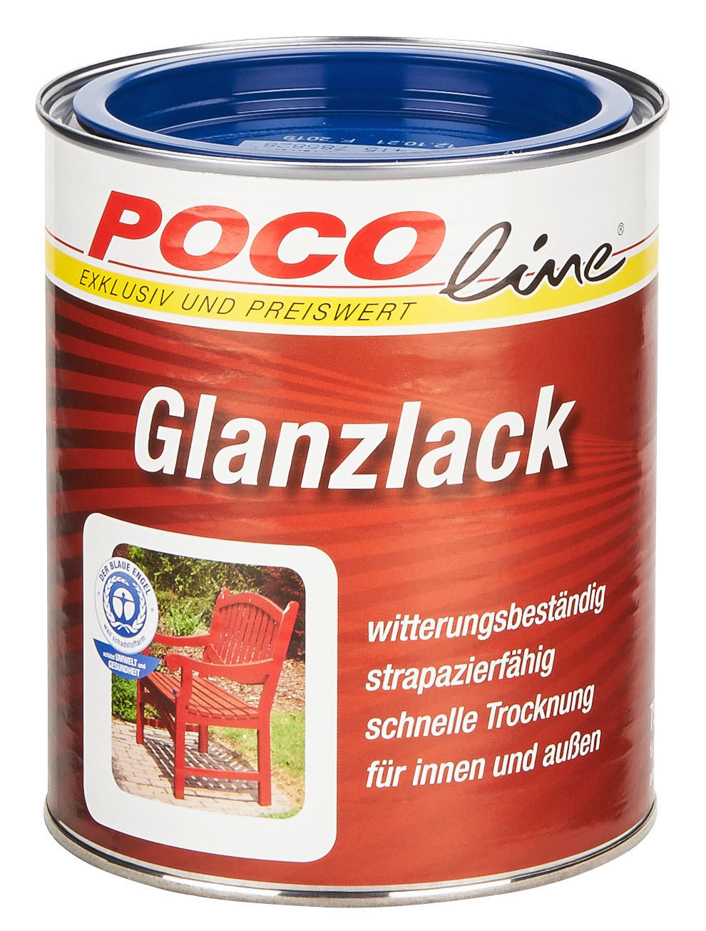POCOline Acyl Buntlack enzianblau glänzend ca. 0,75 l Glanzlack_Acryl_2in1 750ml - enzianblau (10,00/12,00cm) - POCOline