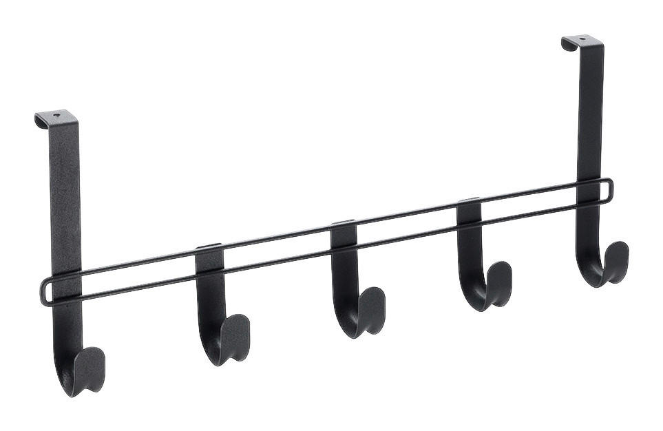 Metaltex Türgarderobe schwarz Metall B: ca. 38 cm Türgarderobe_Lava_5_Haken - schwarz (38,00cm) - Metaltex