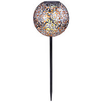 Solarleuchte 33743 silber schwarz Metall H/D: ca. 54x19 cm LED-Solarleuchte_Antik - schwarz/silber (19,00/54,00cm) - GLOBO