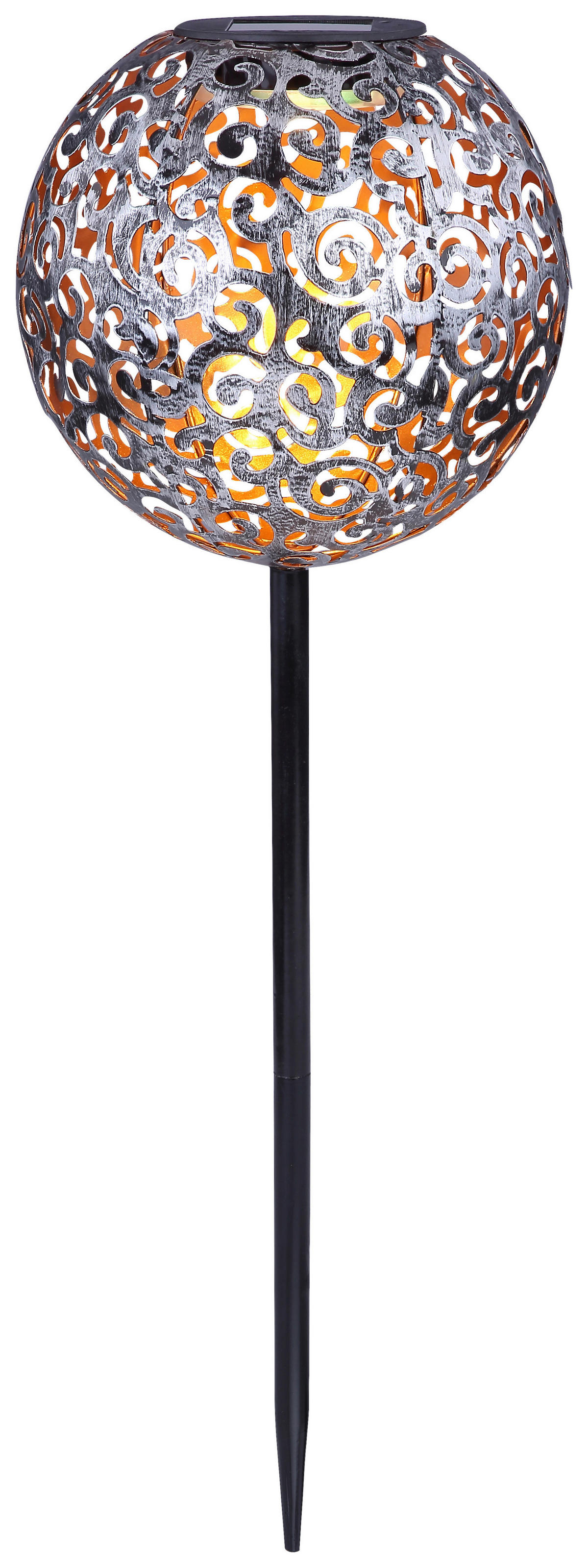 Solarleuchte 33743 silber schwarz Metall H/D: ca. 54x19 cm LED-Solarleuchte_Antik - schwarz/silber (19,00/54,00cm) - GLOBO
