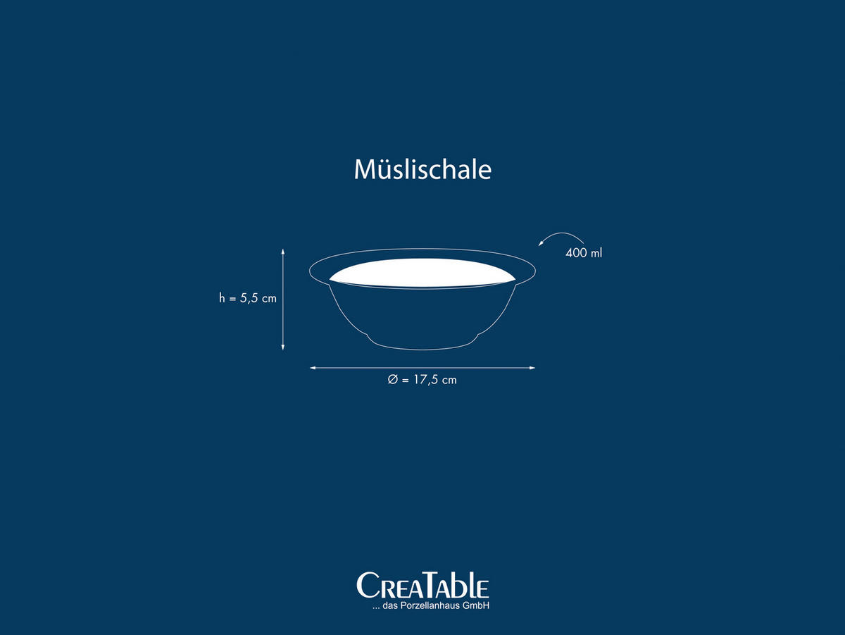 CreaTable Müslischale Polo weiß Porzellan 6 tlg. Polo - weiß - CreaTable