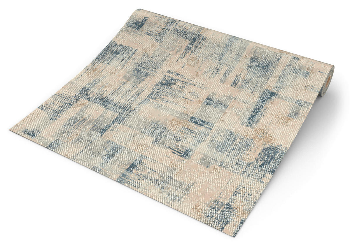 Rasch Vliestapete Struktur beige blau B/L: ca. 53x1005 cm Vliestapete_650457 - beige/blau (53,00/1005,00cm) - Rasch