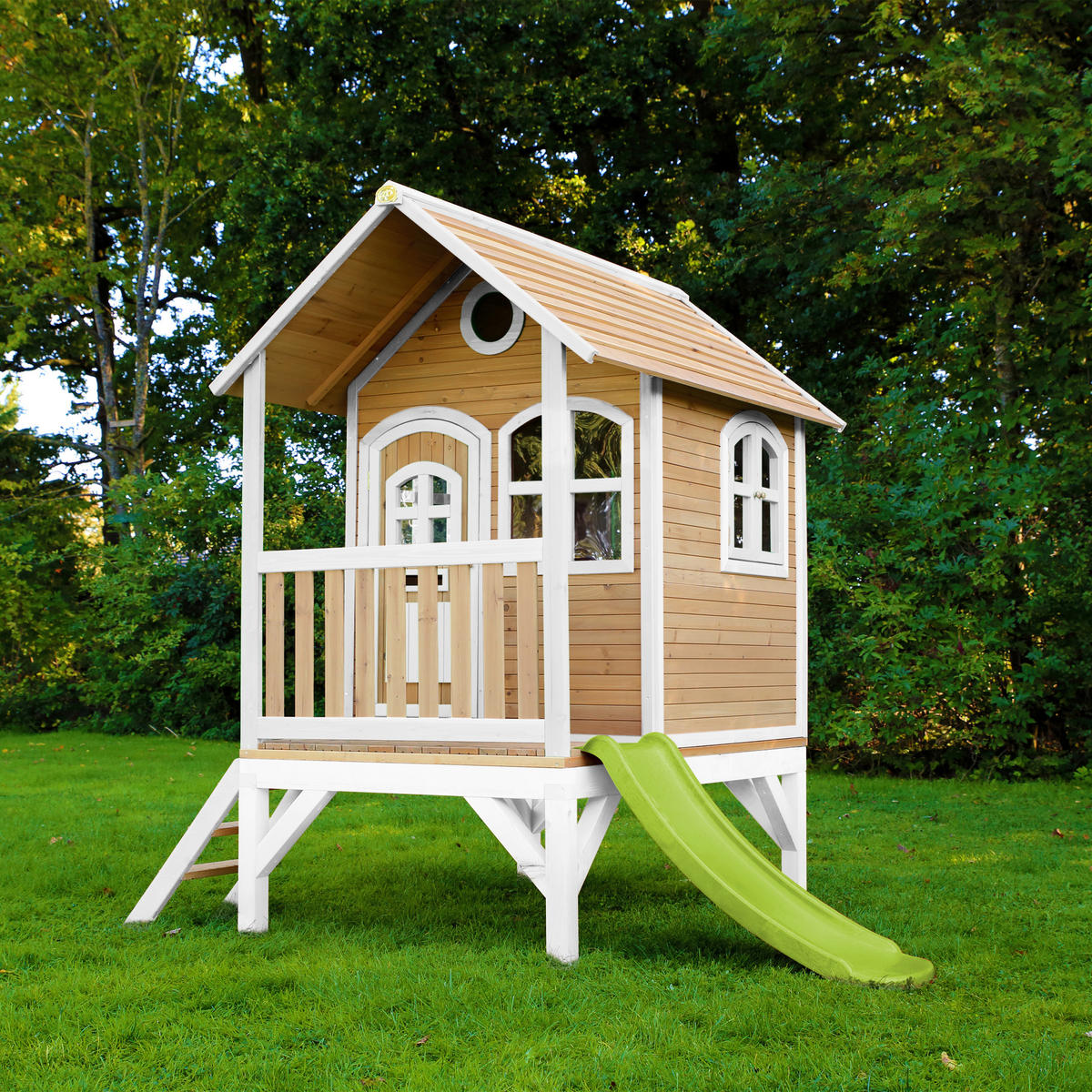 AXI Spielhaus Tom braun B/H/L: ca. 287x231x191 cm Tom - braun/weiß (191,00/287,00/231,00cm) - AXI