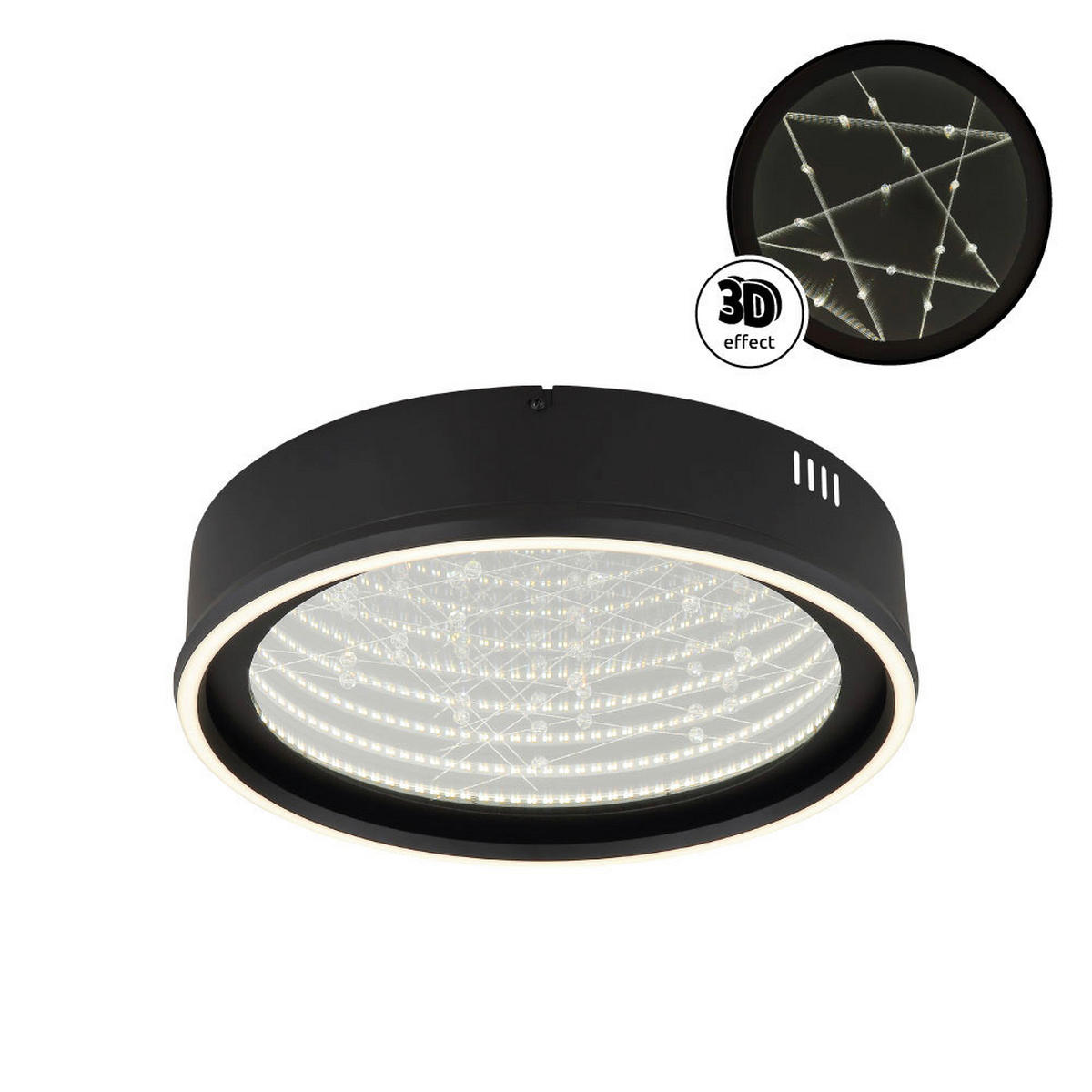 GLOBO Deckenleuchte Opal schwarz klar Kunststoff Aluminium Glas H/D: ca. 8,5x40 cm 1 Brennstellen Mirrora - klar/schwarz (40,00/8,50cm) - GLOBO