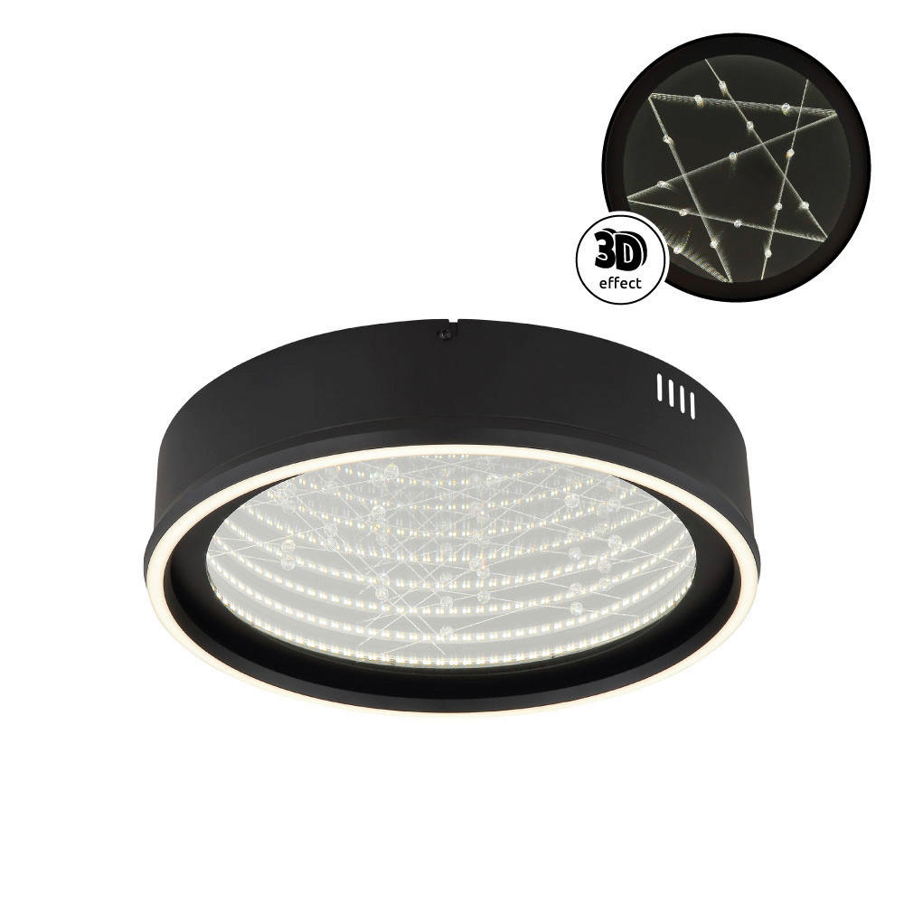 Thumbnail - GLOBO Deckenleuchte Opal schwarz klar Kunststoff Aluminium Glas H/D: ca. 8,5x40 cm 1 Brennstellen