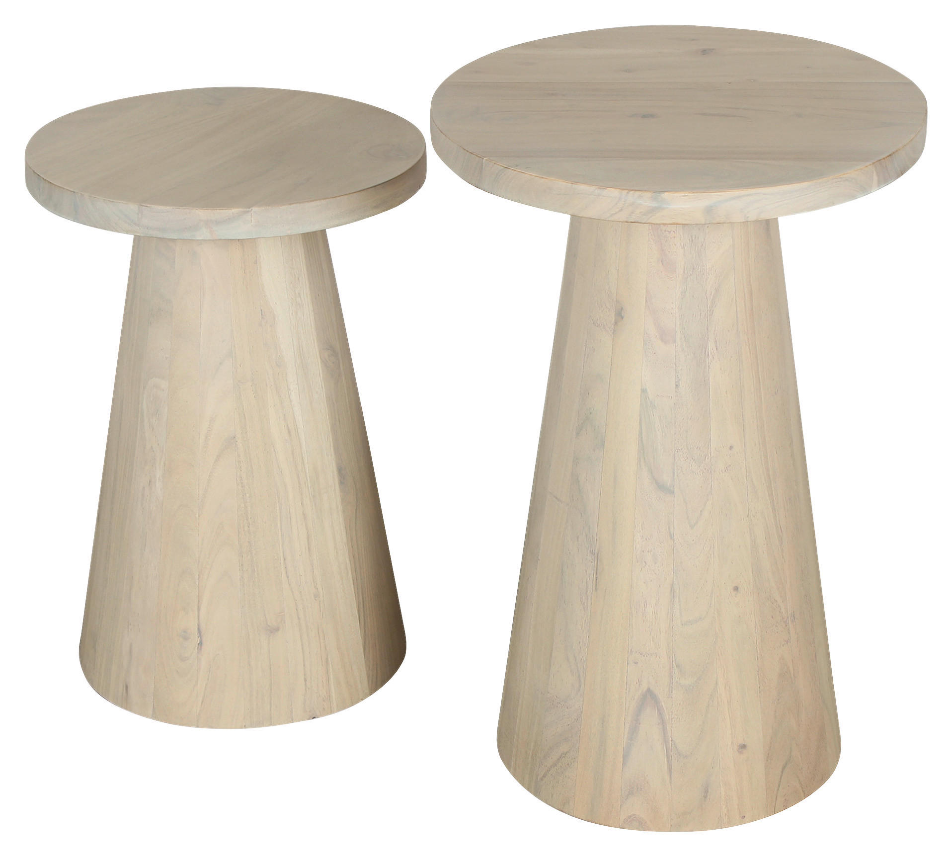 Beistelltisch CONE, 2er-Set weiß gekälkt Akazie H/D: ca. 60x40 cm CONE, 2er-Set - weiß (40,00/60,00cm) - byLIVING