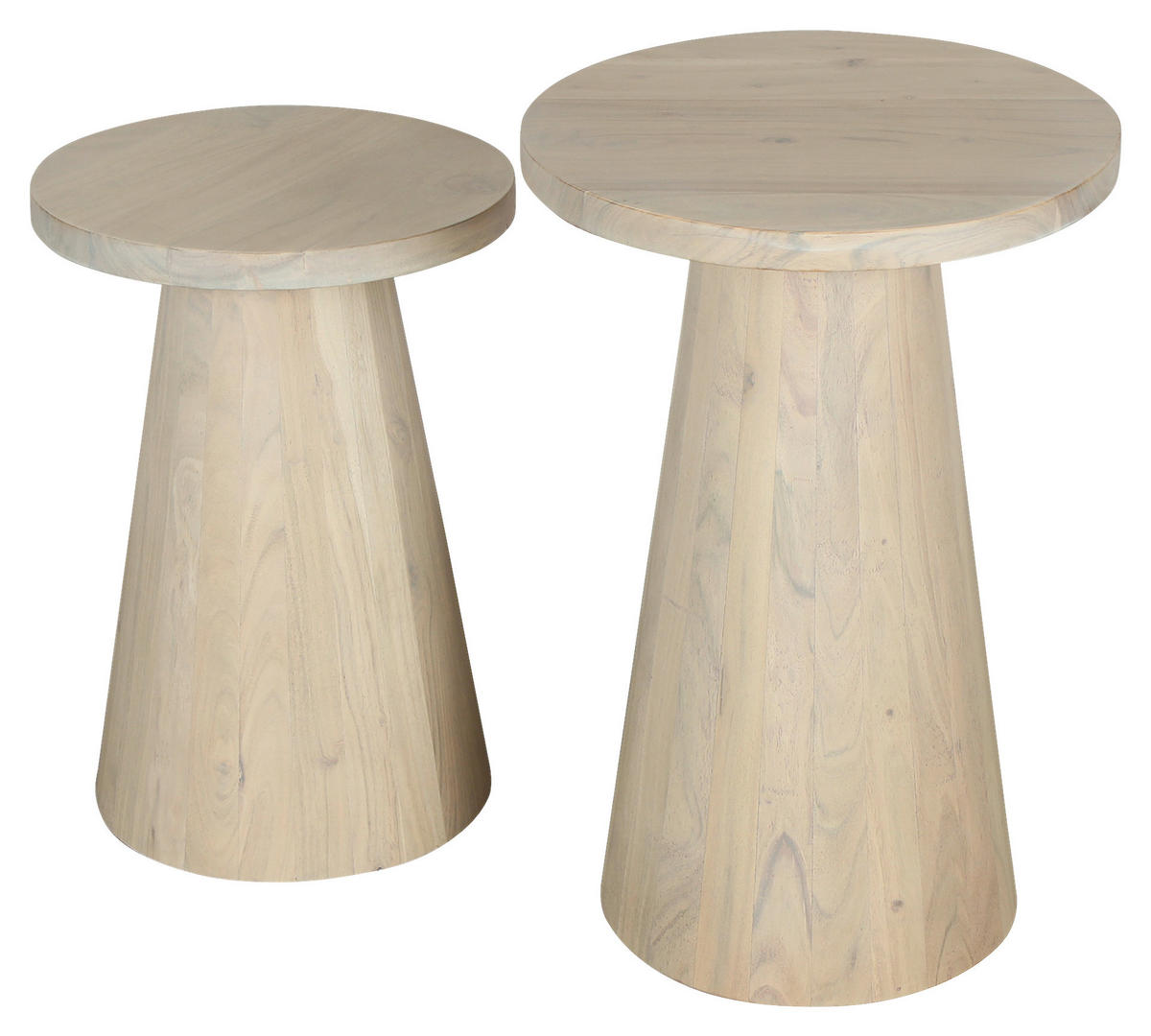 Beistelltisch CONE, 2er-Set weiß gekälkt Akazie H/D: ca. 60x40 cm CONE, 2er-Set - weiß (40,00/60,00cm) - byLIVING